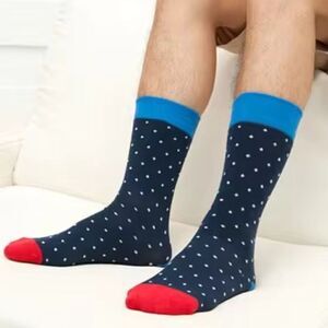 Men’s Red Blue White Speckled Novelty Casual Dress Cotton Crew Socks One Size